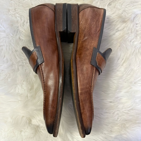 Paul Fredrick Men’s Leather Loafers Made in Italy Brown & Black Size 13 main image 7